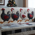 Spotted Hens on Buffalo Check Sofa Cover