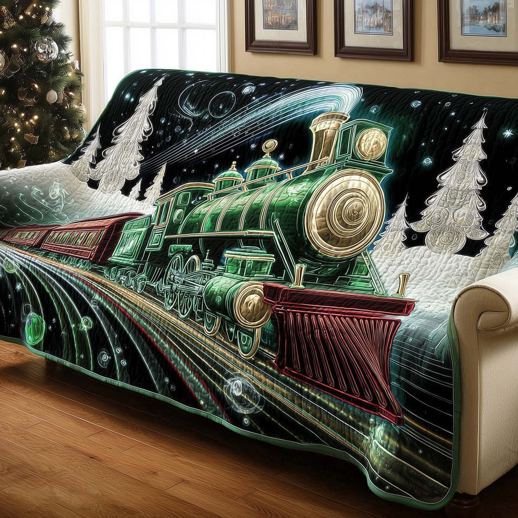 Green Locomotive on the Night Rails Sofa Cover