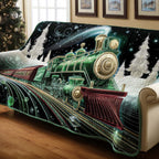 Green Locomotive on the Night Rails Sofa Cover