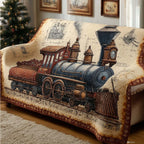 Blue Steam Engine Across the Atlas Sofa Cover