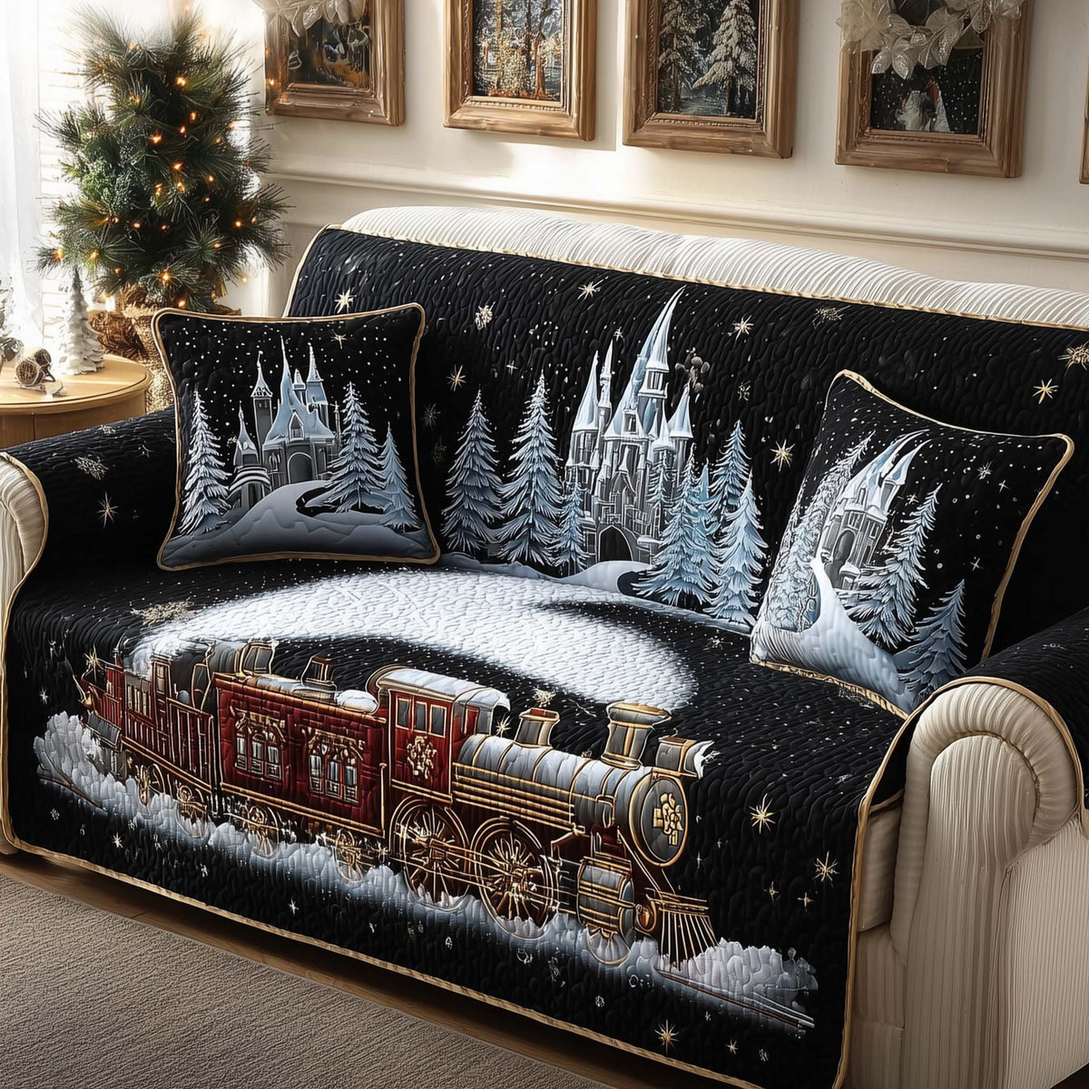 Christmas Night Journey Sofa Cover