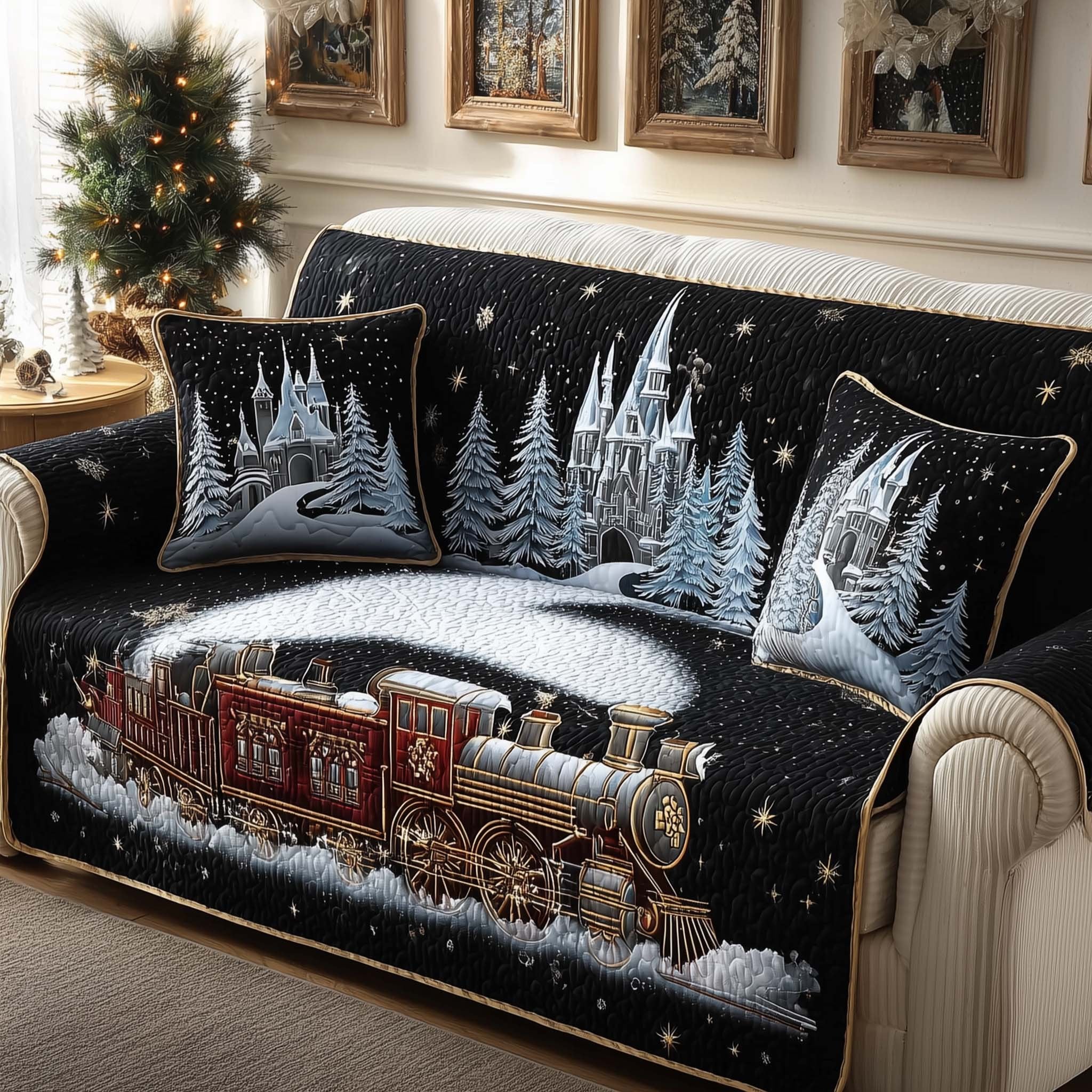 Christmas Night Journey Sofa Cover