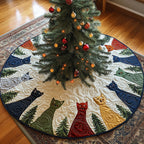 Cats Around the Pine Trees Christmas Tree Skirt