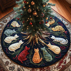 Cats Around the Tree Roots Christmas Tree Skirt