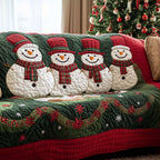 Snowmen Above the Green Garland Sofa Cover
