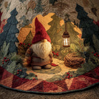 Gnome with the Rope and Lantern Christmas Tree Skirt