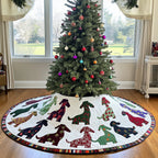Plaid Dachshunds on Snow White Christmas Tree Skirt