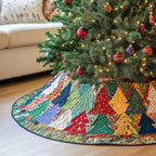 Scrap Quilt Pine Sweep Christmas Tree Skirt