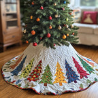 Calico Trees on the Scallop Hem Christmas Tree Skirt