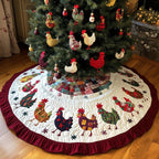 Chicken Run with Ruffle Trim Christmas Tree Skirt