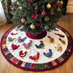 Hens on Parade with Patch Sashes Christmas Tree Skirt