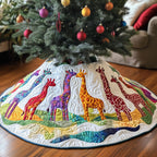 Rainbow Giraffe Herd Christmas Tree Skirt