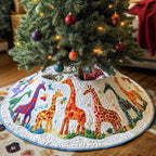Calico Giraffes with Stars Christmas Tree Skirt
