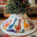 Giraffe Safari on the Snow Ring Christmas Tree Skirt