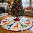 Giraffe Pair Under the Stars Christmas Tree Skirt