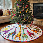 Jewel Giraffe Gathering Christmas Tree Skirt