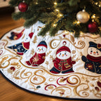 Snowman Waltz on Winter White Christmas Tree Skirt