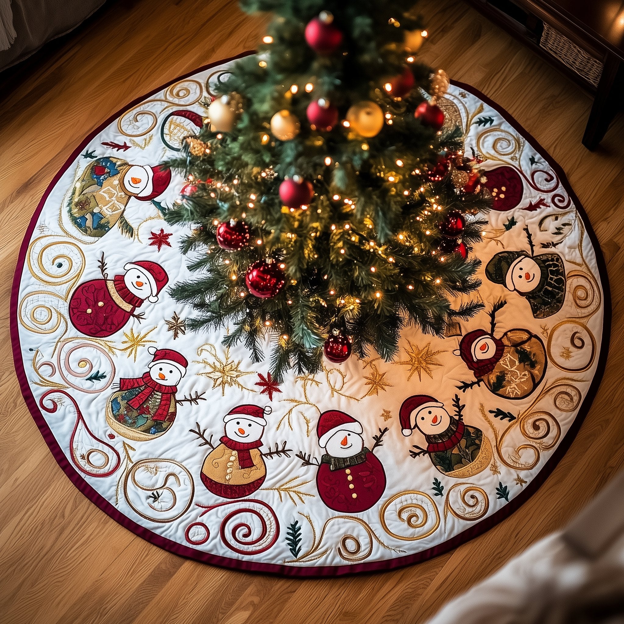 Snowman Ring from Above Christmas Tree Skirt