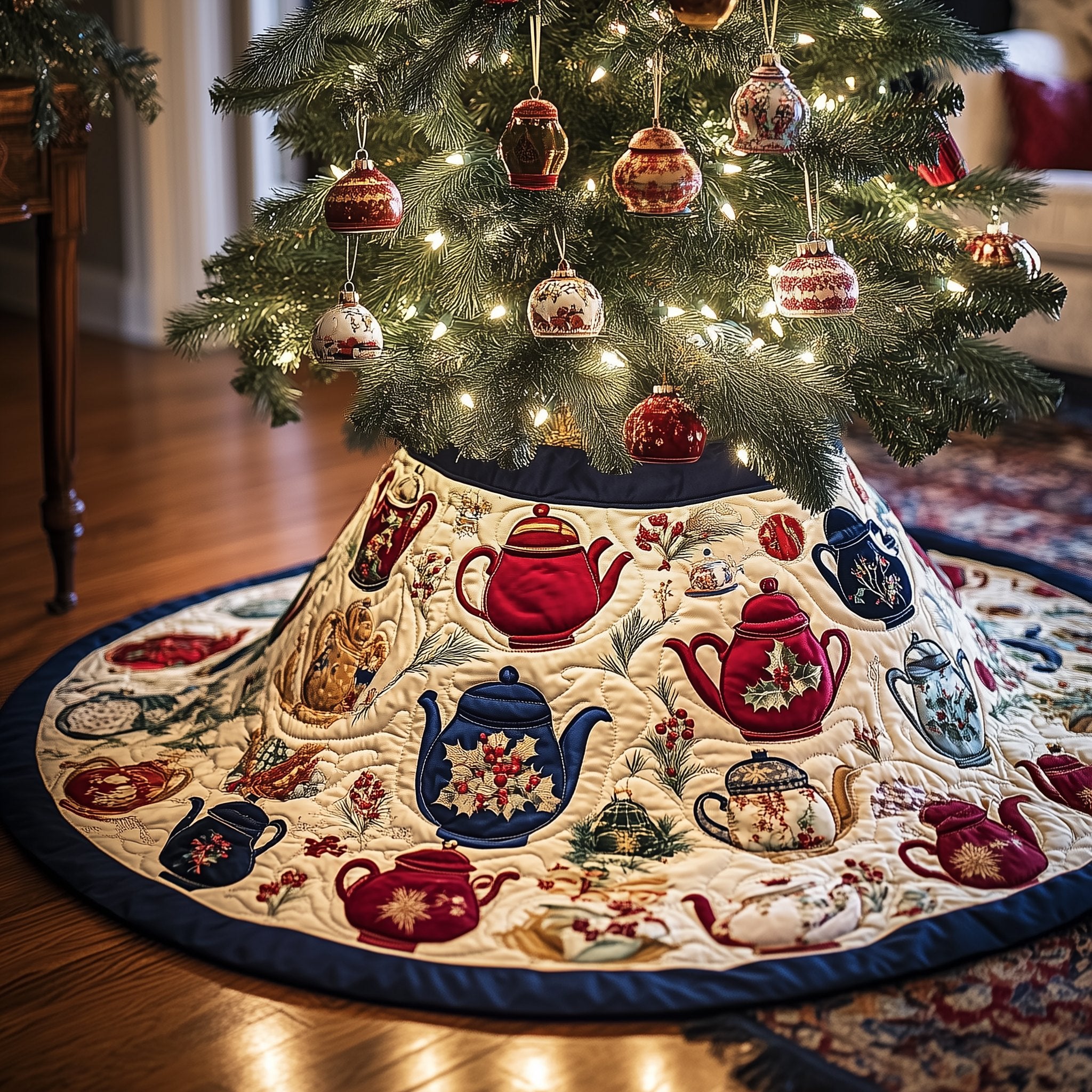 Teapot Heirloom Ring Christmas Tree Skirt