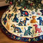 Patchwork Dogs on Cream and Blue Christmas Tree Skirt