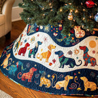 Dogs on the Navy Wave Band Christmas Tree Skirt