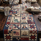 We The People Patriotic Patchwork Blocks Table Runner