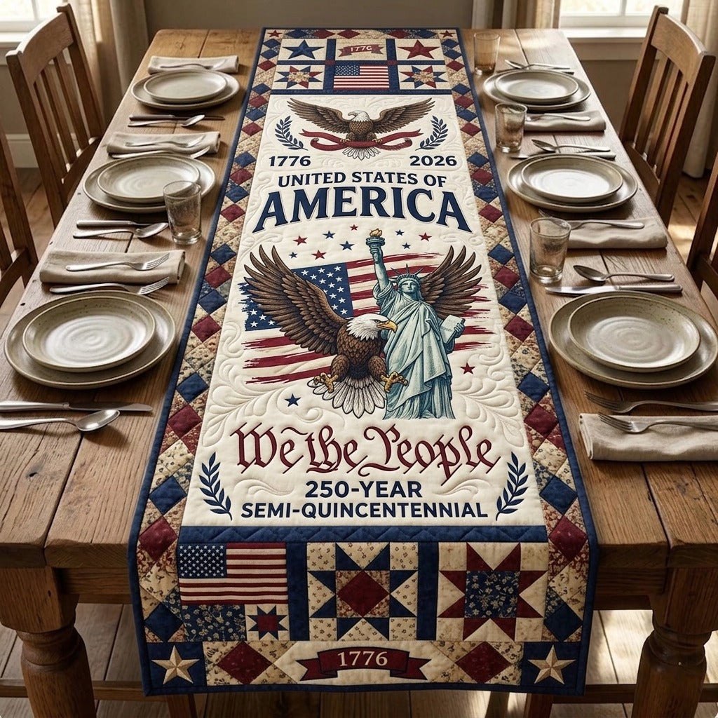 Eagle and Liberty 250 Year Semiquincentennial Table Runner