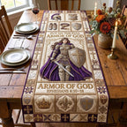 Armor of God Knight in Purple Cloak Table Runner