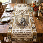 Armor of God Stand Against Schemes Table Runner