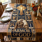 Put On the Full Armor Navy Table Runner