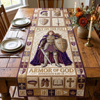 Armor of God Standing Knight Purple Table Runner