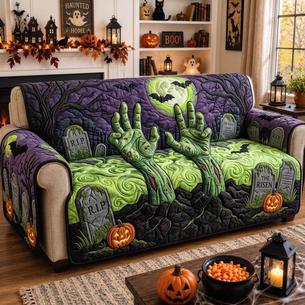Clawing Hands Among the Bats and Headstones Sofa Cover