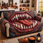Crimson Jaws with a Curled Tongue Sofa Cover