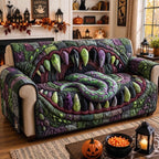 Green Reptile Jaws with Pale Fangs Sofa Cover