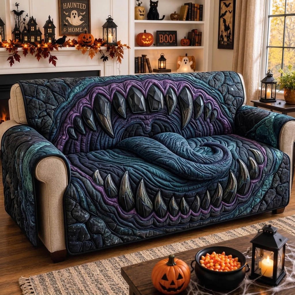 Midnight Blue Jaws in the Dark Sofa Cover