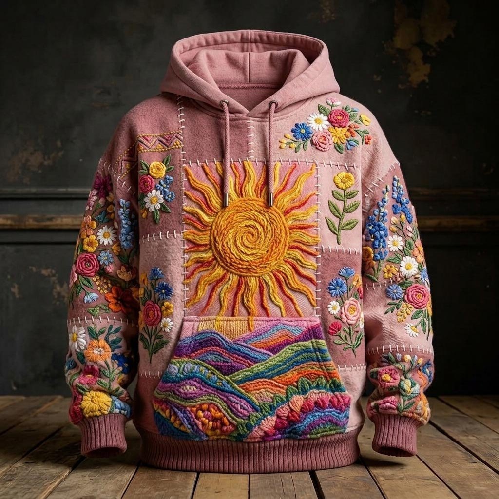 Blush Sun in the Flower Garden hoodie, all-over print