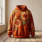 Sunflowers on Burnt Orange hoodie, all-over print
