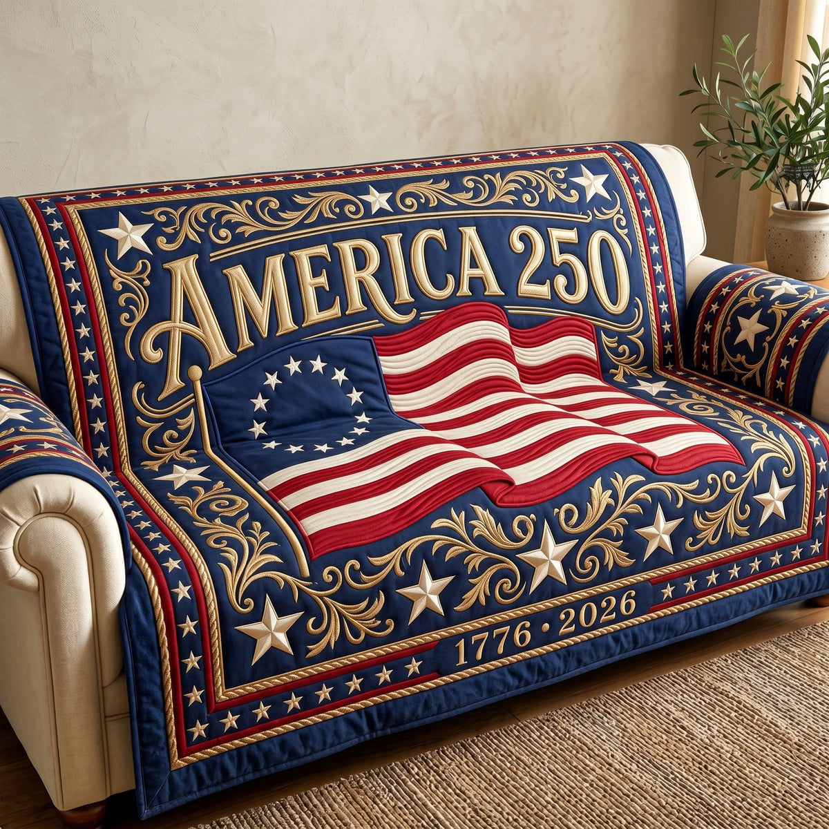America 250 Framed Flag Sofa Cover