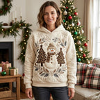 Snowman Between Two Pine Trees hoodie, all-over print