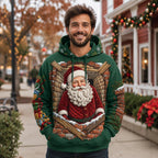 Santa Portrait on Forest Green hoodie, all-over print