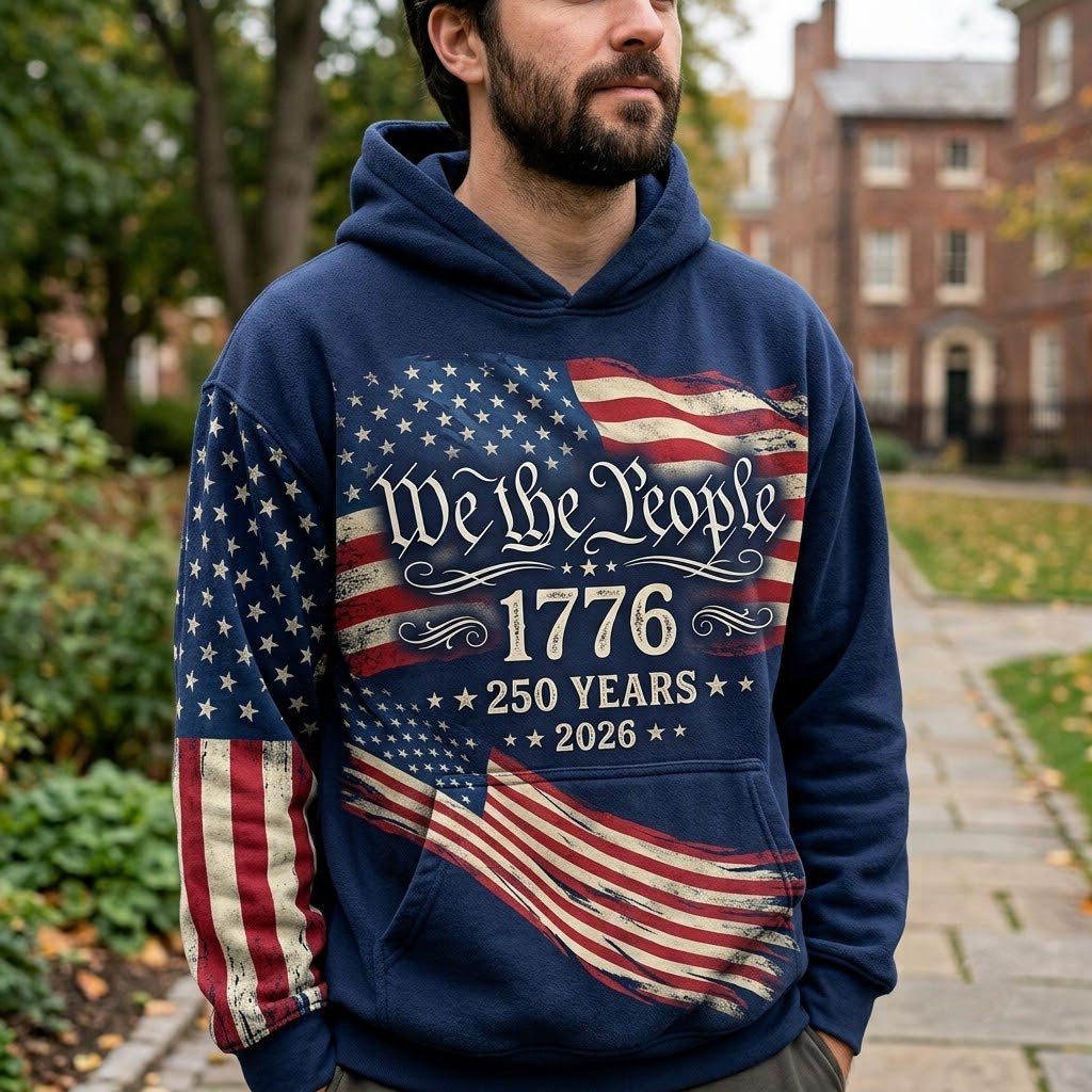 We the People 1776 on the Flag hoodie, all-over print