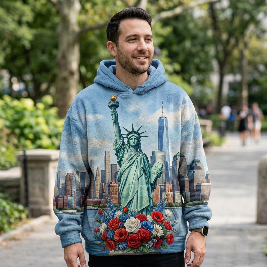 Statue of Liberty and the Skyline hoodie, all-over print