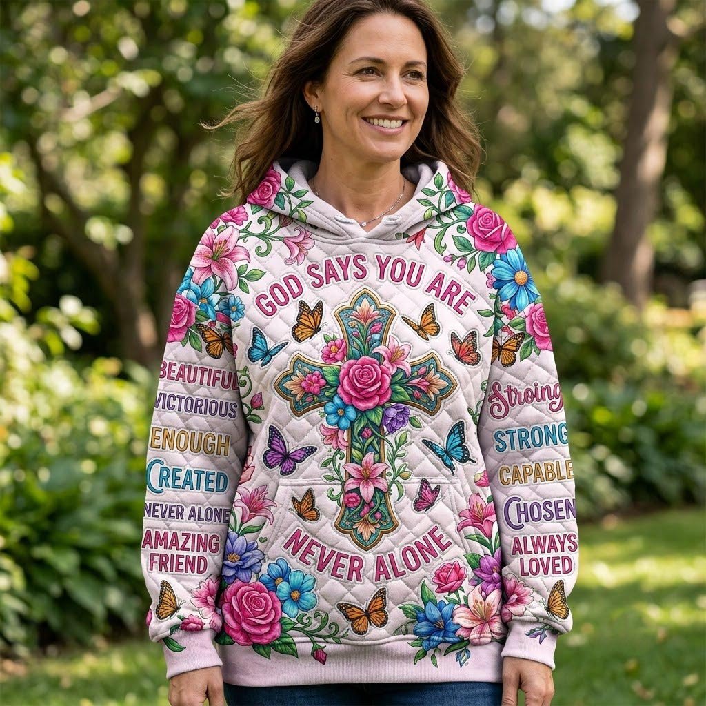 God Says You Are Rose Butterfly Cross hoodie, all-over print
