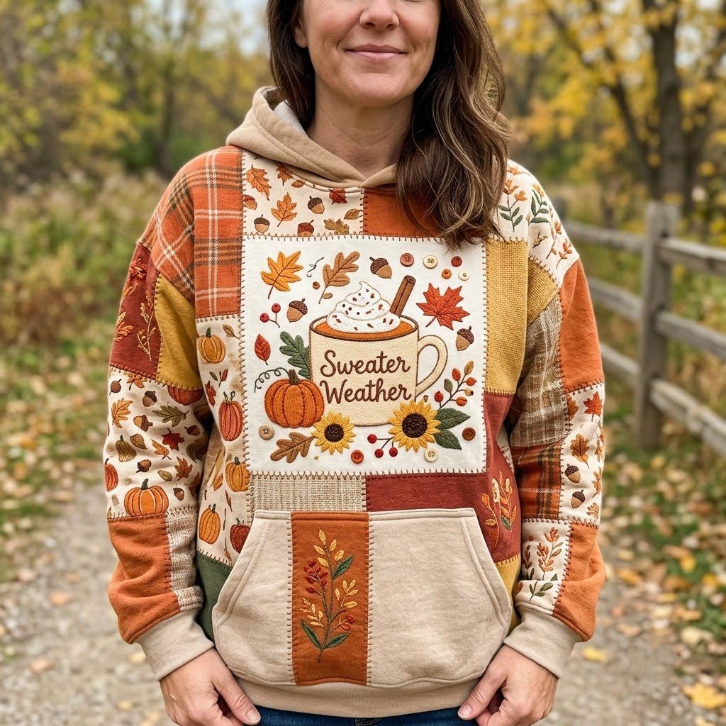 Sweater Weather Autumn Panel hoodie, all-over print