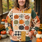 Pumpkin Grid on Autumn Check hoodie, all-over print
