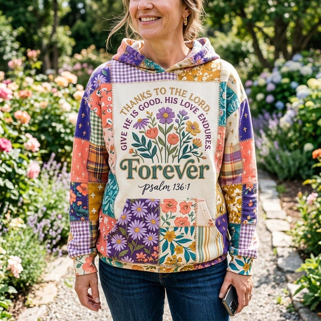 Give Thanks to the Lord Forever hoodie, all-over print
