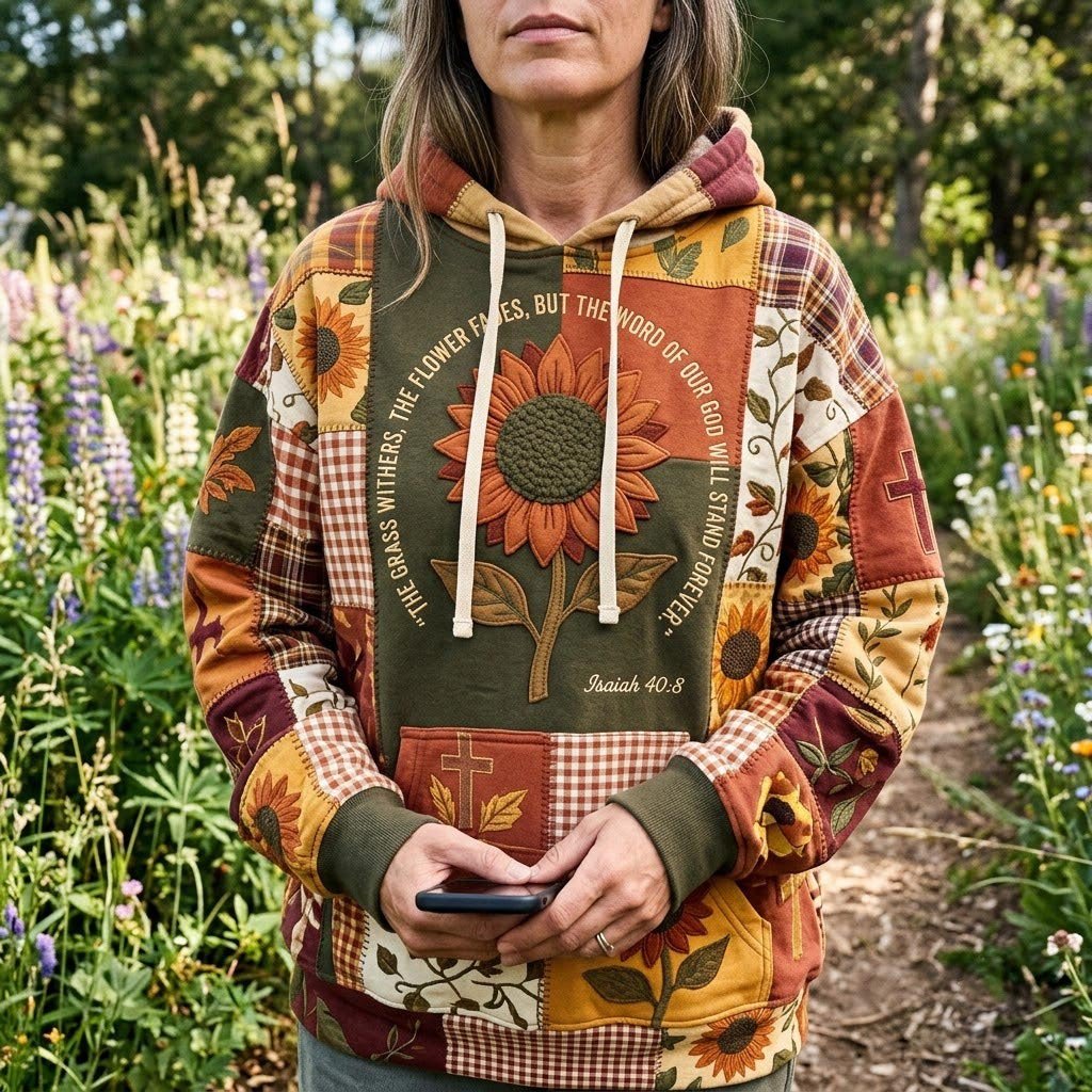 The Grass Withers Sunflower Panel hoodie, all-over print