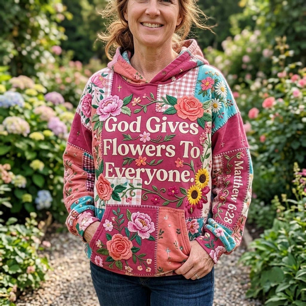 God Gives Flowers to Everyone hoodie, all-over print