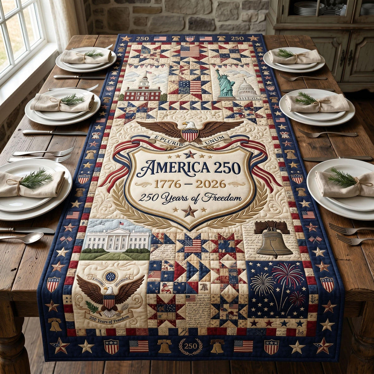 America 250 Eagle Crest Table Runner