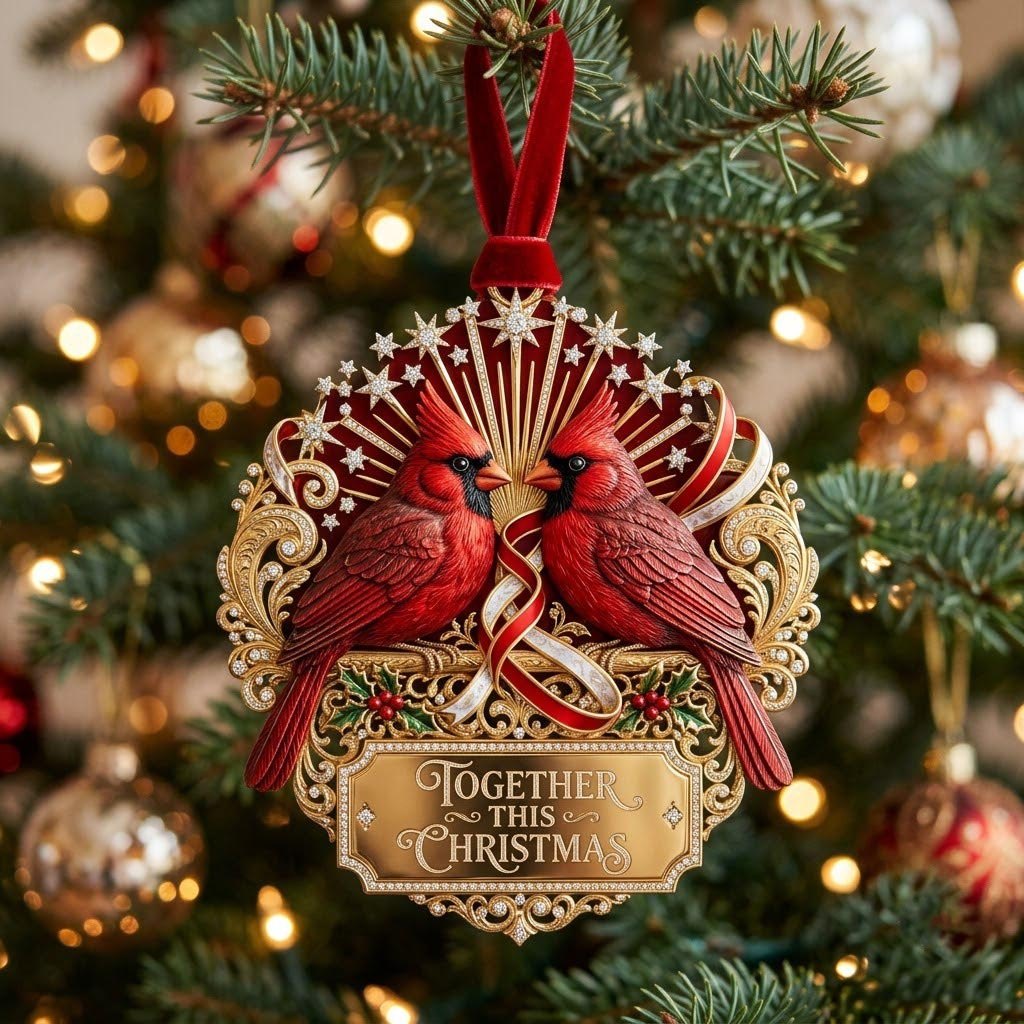 Cardinal Pair Together This Christmas Ornament